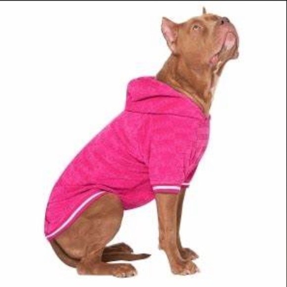 BEACH BUM 2in1-TOWEL HOODIE. Pink & White Trim (TerryCloth)Absorbent w/Rib cuff - Picture 1 of 11